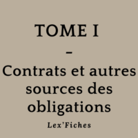 Tome I - Contrats et autres sources des obligations
